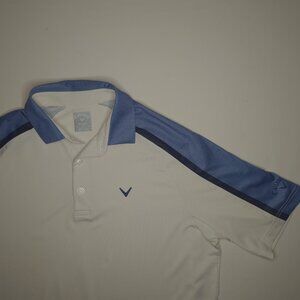 Callaway Mens Golf Polo Shirt M Opti-Dri Moisture Wicking Activewear White Blue
